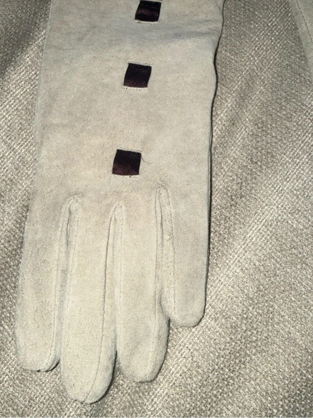 Vintage Style Long Cream Suede Leather Dress Opera Gloves SIZE M/L EUC.